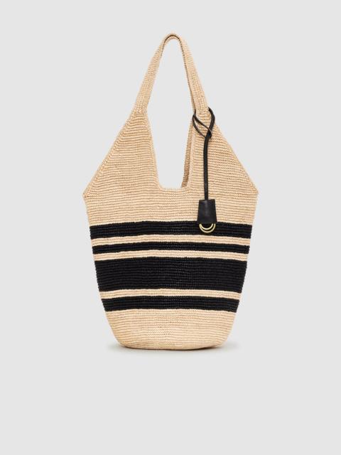 ANINE BING Leah Stripes Hobo Raphia - Black And Natural Stripe