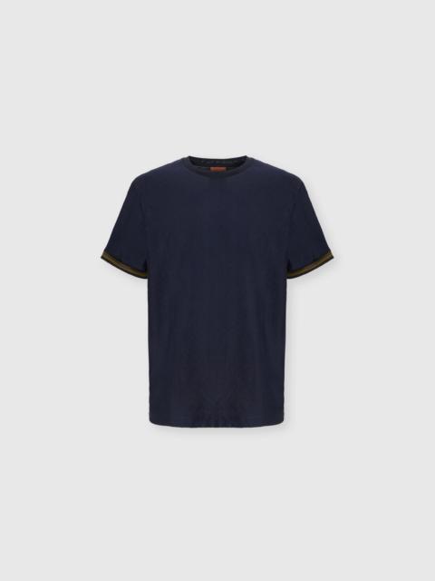 Missoni Crew-neck cotton jacquard T-shirt with tone-on-tone zigzag design