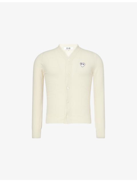 Comme des Garçons PLAY Heart Logo-Embroidered V-Neck Wool Cardigan