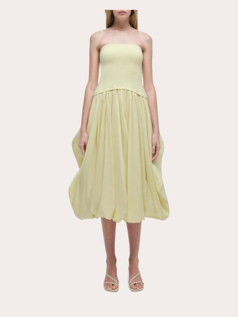 SIMKHAI Izzy Knit Taffeta Strapless Midi Dress