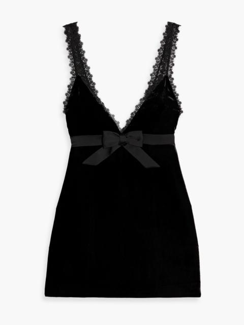 RONNY KOBO Emmi lace-trimmed silk-blend velvet mini dress