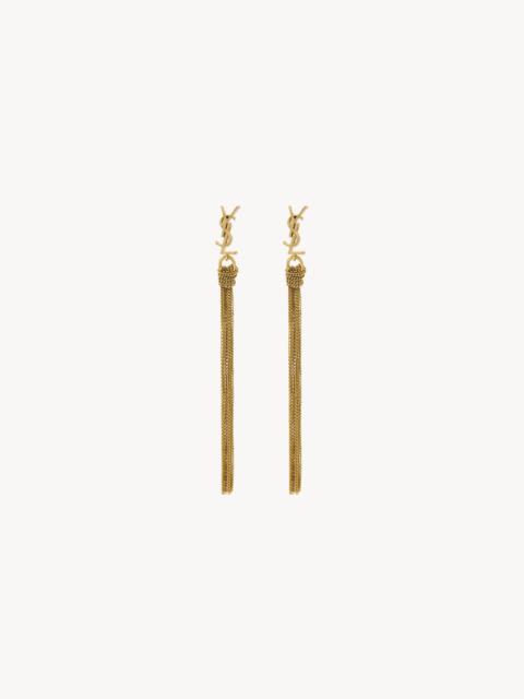SAINT LAURENT CASSANDRE TASSEL EARRINGS IN METAL