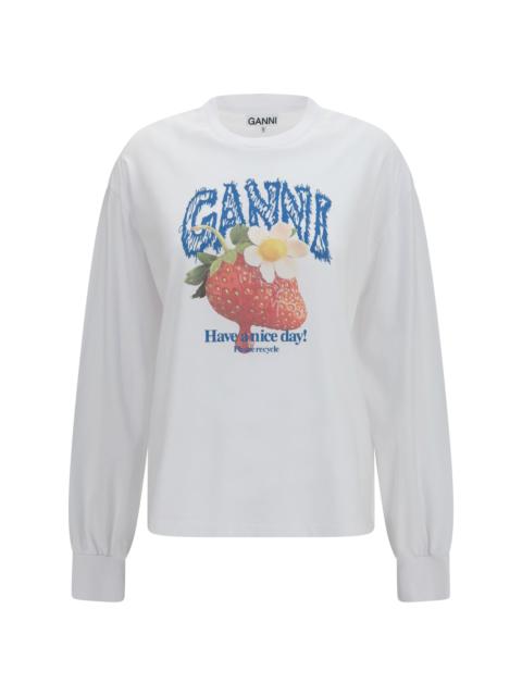 GANNI Ganni Women Basic Cotton Jersey Longsleeve Strawberr