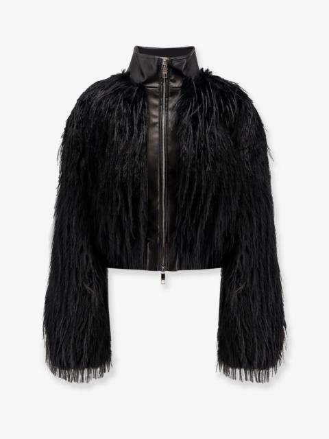 BOSS Boss Cecool Faux Leather Jacket With Feathers
