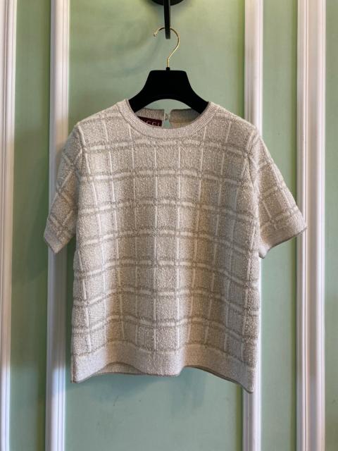 GUCCI Gucci Plaid Metallic Wool Knit Short Sleeve Top