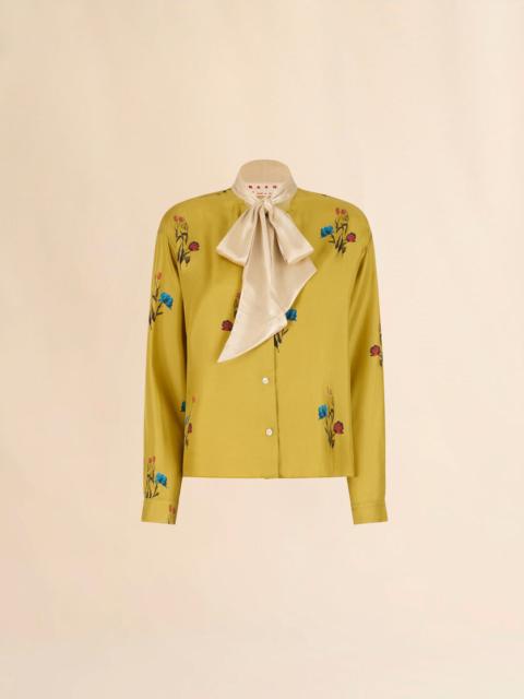 Marni YELLOW SILK TWILL SHIRT WITH TULIP PRINT