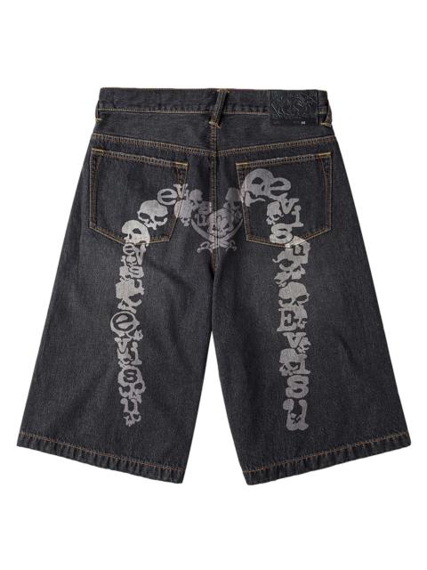 EVISU Skull Daicock Denim Shorts