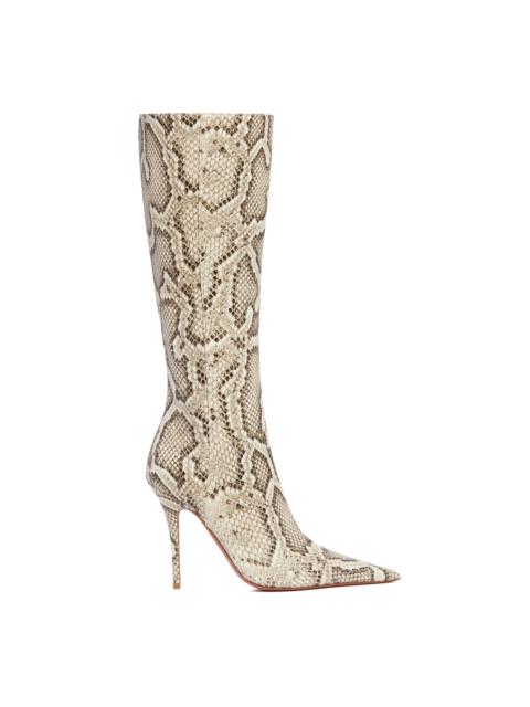 Amina Muaddi Beige Barbara Snake Print Boots