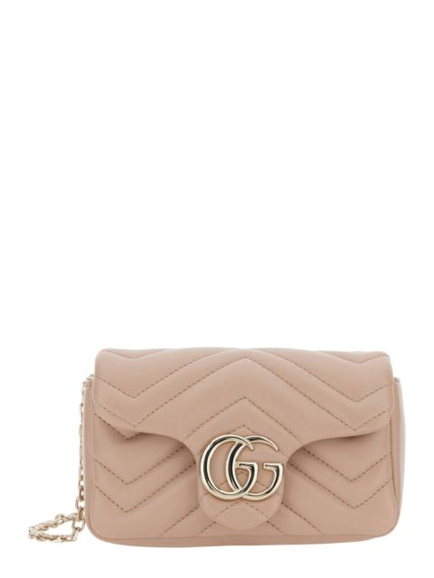 GUCCI Gucci Women 'Ophidia' Pink Mini Bag With Chain-Link Shoulder Strap And Gg Plaque On The Front In Lea