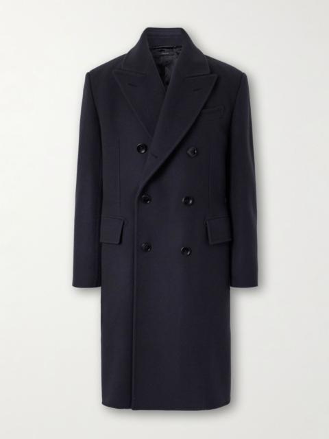TOM FORD Double-Breasted Wool Overcoat Navy