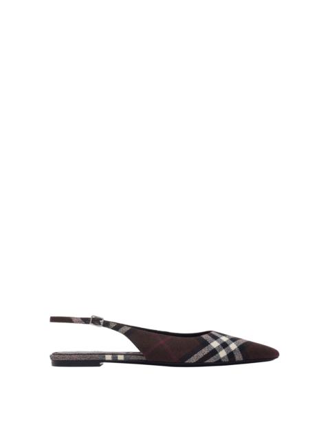 Burberry burberry Check Dame Slingback Ballerinas in Mahogany Brown at Nordstrom