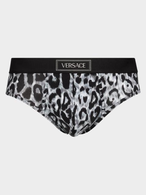 VERSACE JEANS COUTURE Men's Leopard-Print Stretch Jersey Cotton Briefs