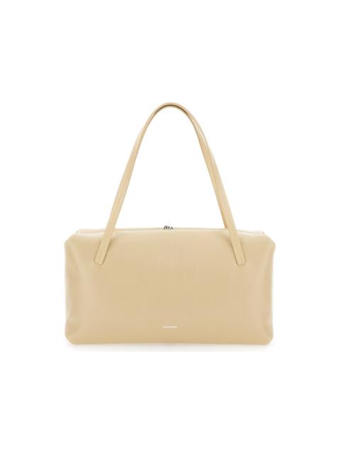 Jil Sander 'goji Pillow' Beige Shoulder Bag With Clasp Closure And Logo Lettering On The Front In Leather Woman