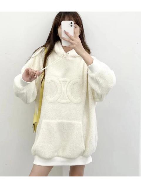CELINE Celine white teddy bear hooded sweatshirt