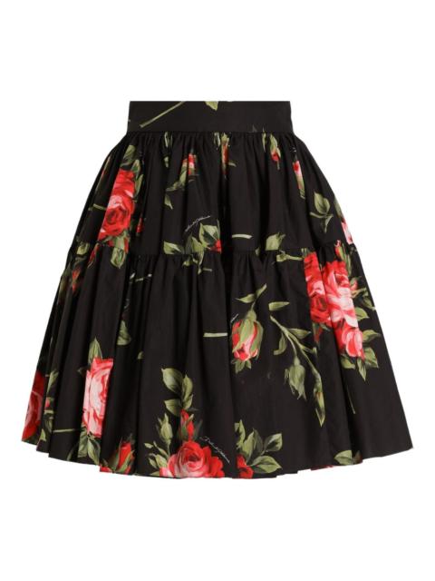 Dolce & Gabbana Dolce & Gabbana Women Roses Bouquet Print Cotton Skirt