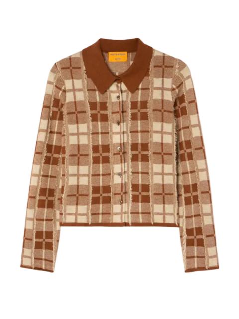 GUEST IN RESIDENCE Fringe Plaid Elle Shirt in Burnt Sienna/Sandstone