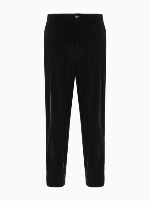 GIORGIO ARMANI Velvet, flat-front trousers