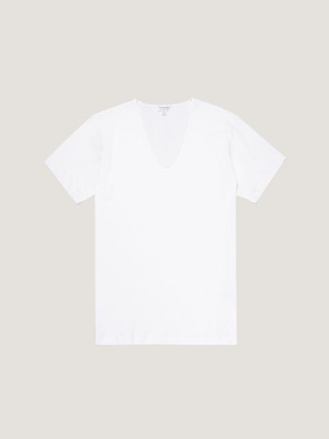 Sunspel Cellular Cotton V‑Neck Underwear T‑shirt