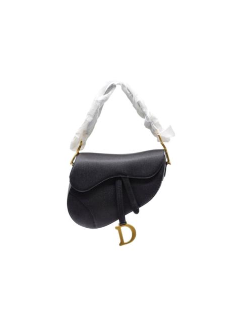 Dior Saddle Leather Shoulder Bag Medium Black with GHW NWT $4600