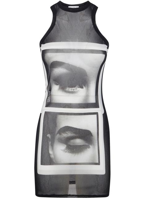 Jean Paul Gaultier Jean Paul Gaultier Women Re-Edition : Mesh Tanktop Short Dress Printed "Eyes And Lips"