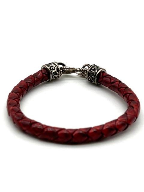 Other Designers Rockertype braided leather bracelet with silver Clasp Red