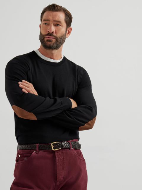 Brunello Cucinelli Virgin wool and cashmere lightweight sweater with patches