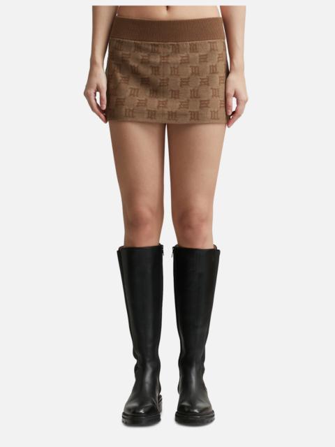 MISBHV SILK WOOL KNITTED MONOGRAM MINI SKIRT