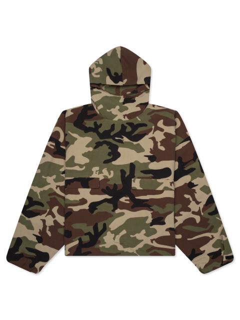 ESSENTIALS MILITARY NYLON HOODED ANORAK - WOODLAND CAMO