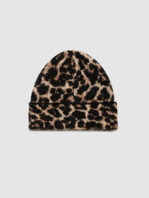 ANINE BING Elia Beanie - Black And Brown Leopard