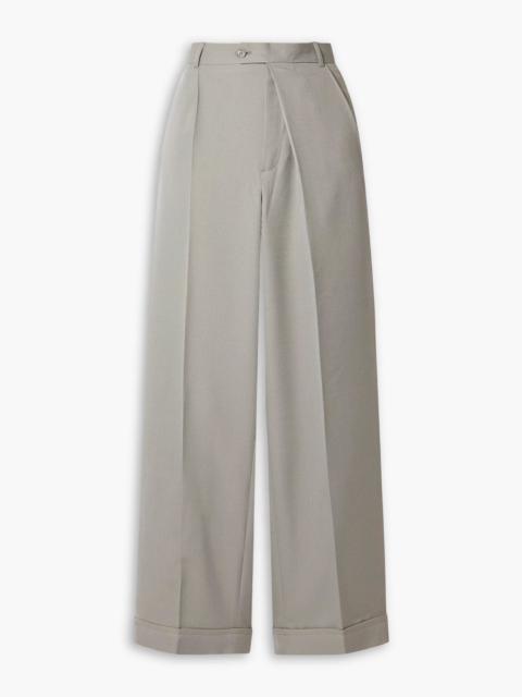 BETTTER Asymmetric pleated wool-blend straight-leg pants