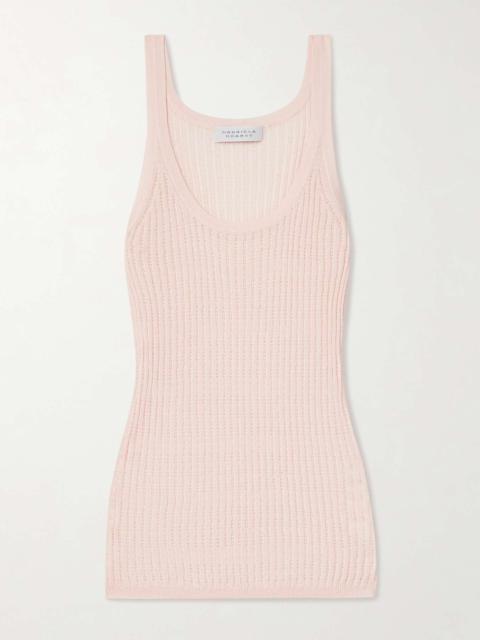 Nevin pointelle-knit cashmere and silk-blend tank Baby pink