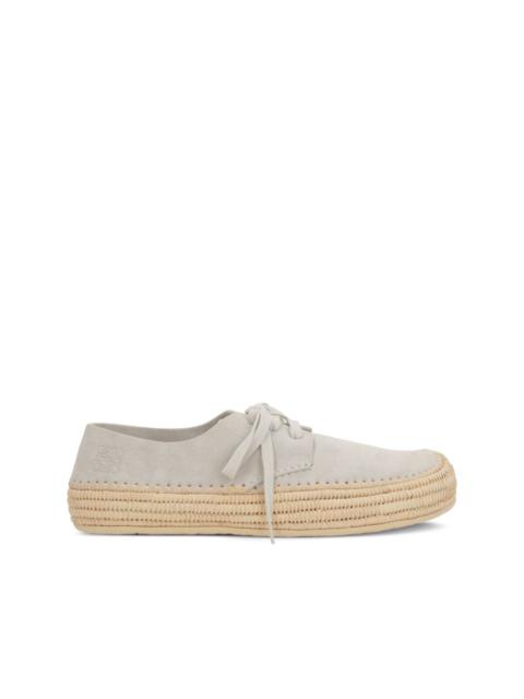 Loewe Rio petal-toe raffia-trimmed lace-up shoes