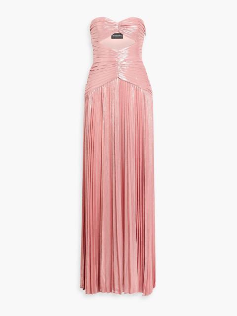 RETROFÊTE Mallory strapless cutout lamé maxi dress