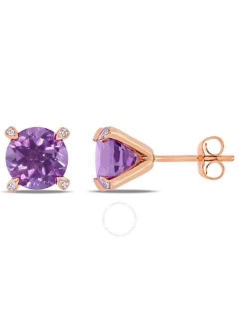 Other Designers Amour - AMOUR 3 CT TGW Amethyst and 1/10 CT TW Diamond Martini Stud Earrings In 10K Rose Gold