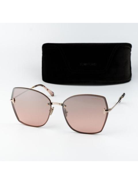 TOM FORD Tom Ford NICKIE-02 Women Sunglasses Gold Bordeaux Mirror Butterfly FT1107 28U