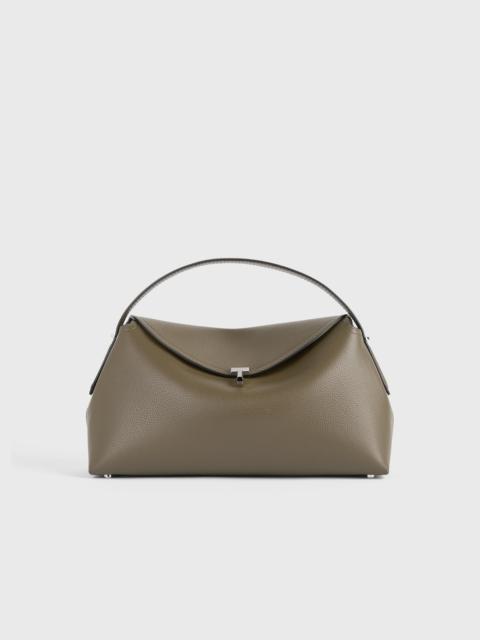 TOTEME T-lock grained-leather top handle dark taupe