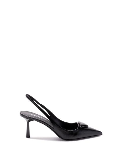 Prada Prada Women Saffiano Patent Leather Slingback Pumps
