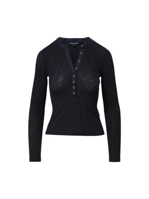 VERONICA BEARD DREXLER RIBBED HENLEY TOP