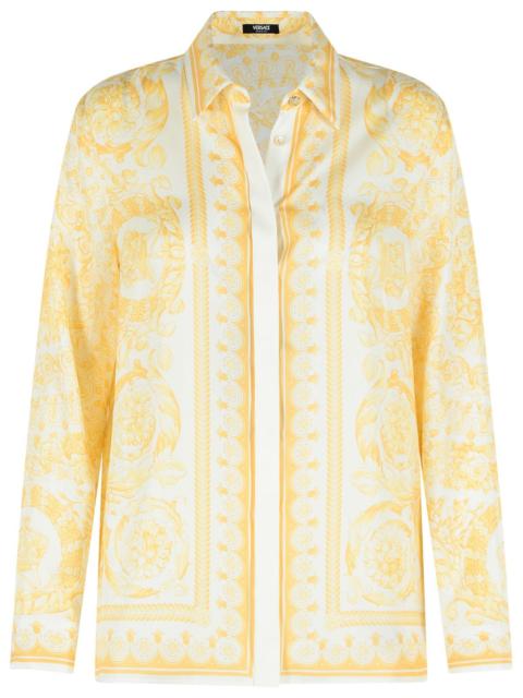 VERSACE Versace White And Beige 'BAROCCO' Silk Shirt