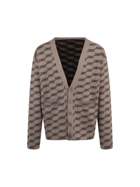 BALENCIAGA Balenciaga Logo Intarsia Knit Cardigan 'Beige'
