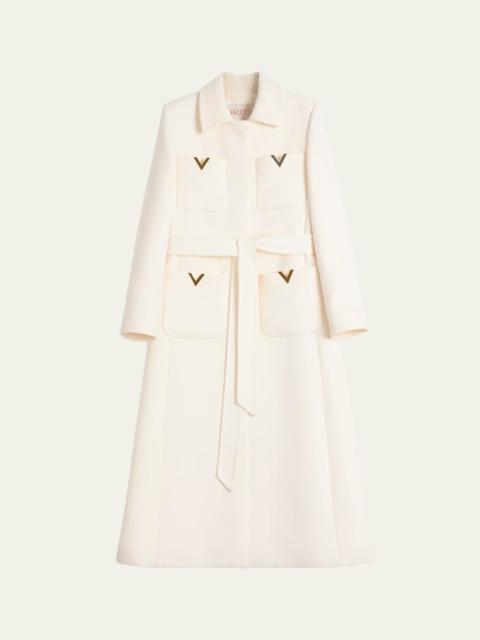 Valentino V Logo Collared Wool Coat