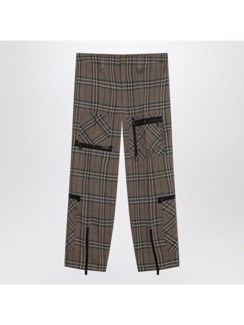 Burberry Cargo Pants Check Pattern In Silk Blend Men