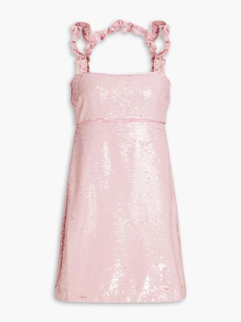 GANNI Ruffle-trimmed sequined georgette mini dress