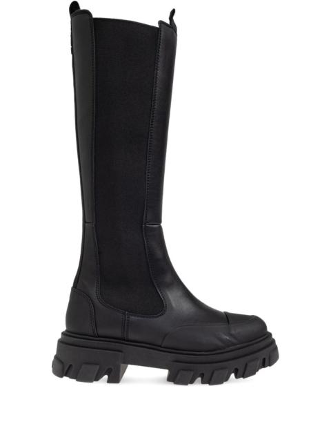 Ganni Women Chelsea High Leather Boots