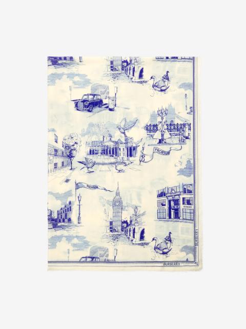 Burberry London Landmarks Wool Silk Scarf