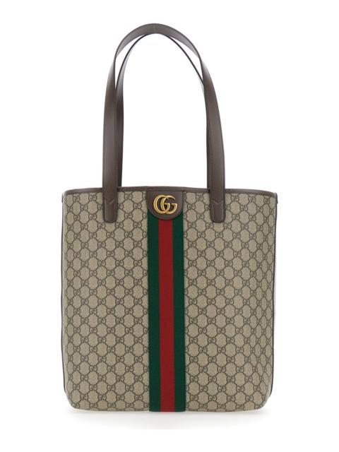 GUCCI Gucci Men 'Ophidia' Beige Shoulder Bag With Gg Plaque On The Front And Web Detail On The Front In Gg