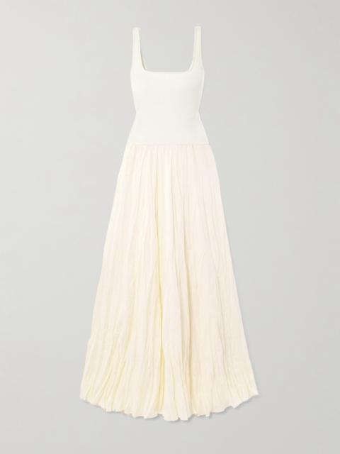 Johanna Ortiz Mariner Ribbed Knit-trimmed Organic Linen-blend Poplin Maxi Dress