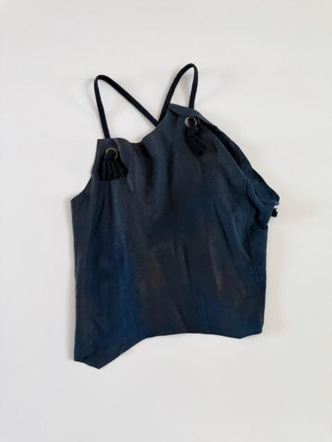 ISSEY MIYAKE Issey Miyake 2007 Blue Runway Distressed Fringe Top