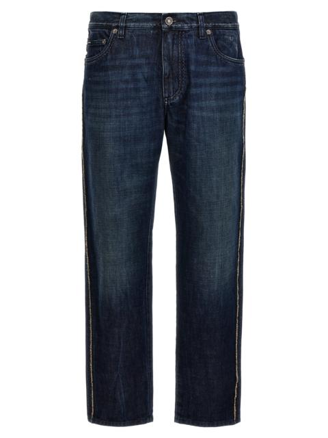 Dolce & Gabbana Dolce & Gabbana Men Fringed Stitching Jeans