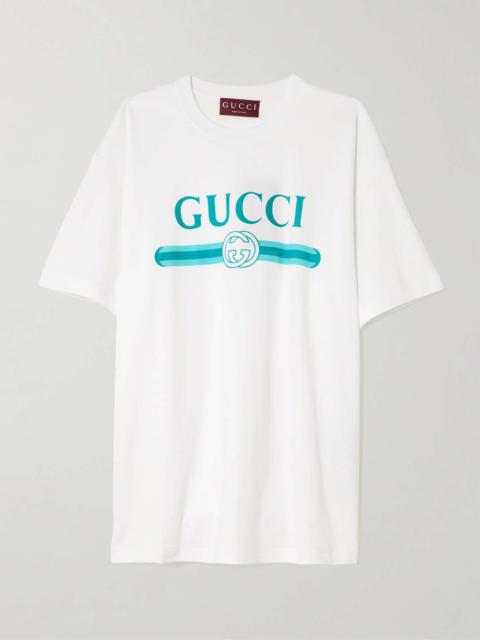 Oversized printed cotton-jersey T-shirt White